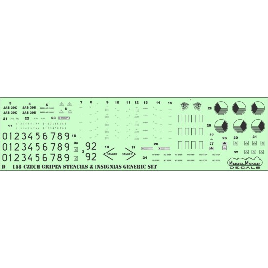 D48158 Czech Gripen Stencils & Insignias generic set